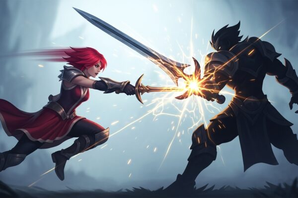 Fiora counter duel in League of Legends showing Fiora’s sword strike blocked by a powerful champion pick.