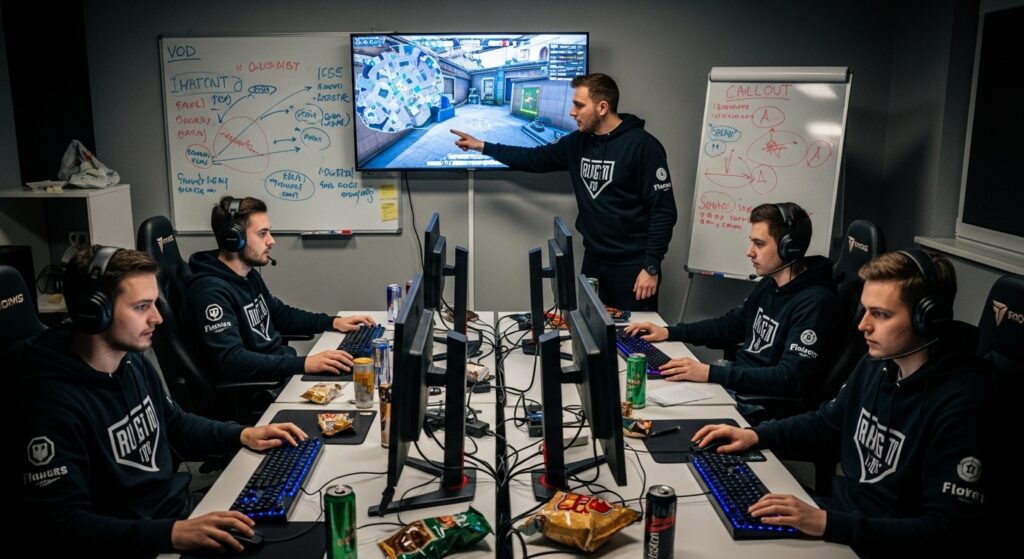 rookie esports teams practicing and fixing mistakes
