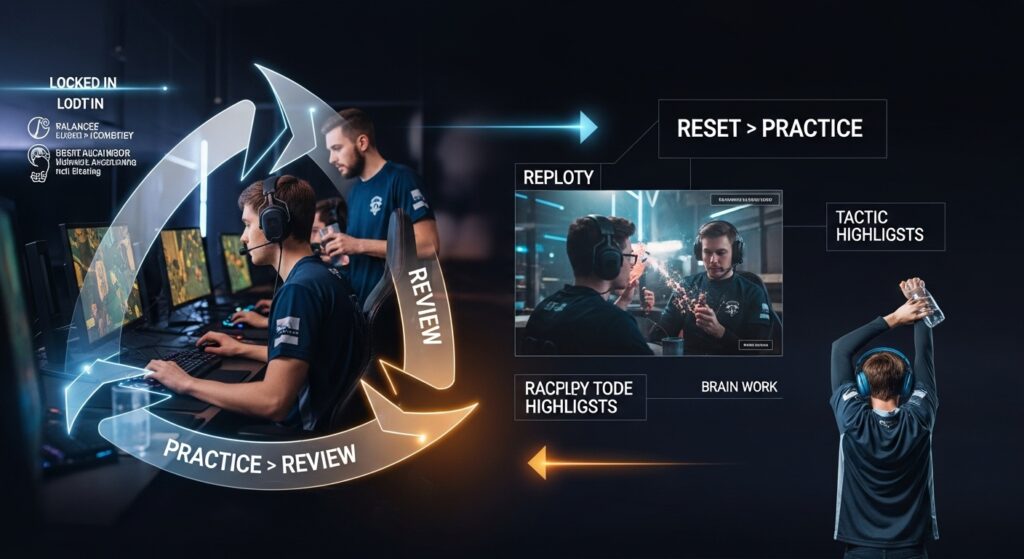 The not-so-secret cycle pros follow: practice, review, and reset as part of their esports rhythm.