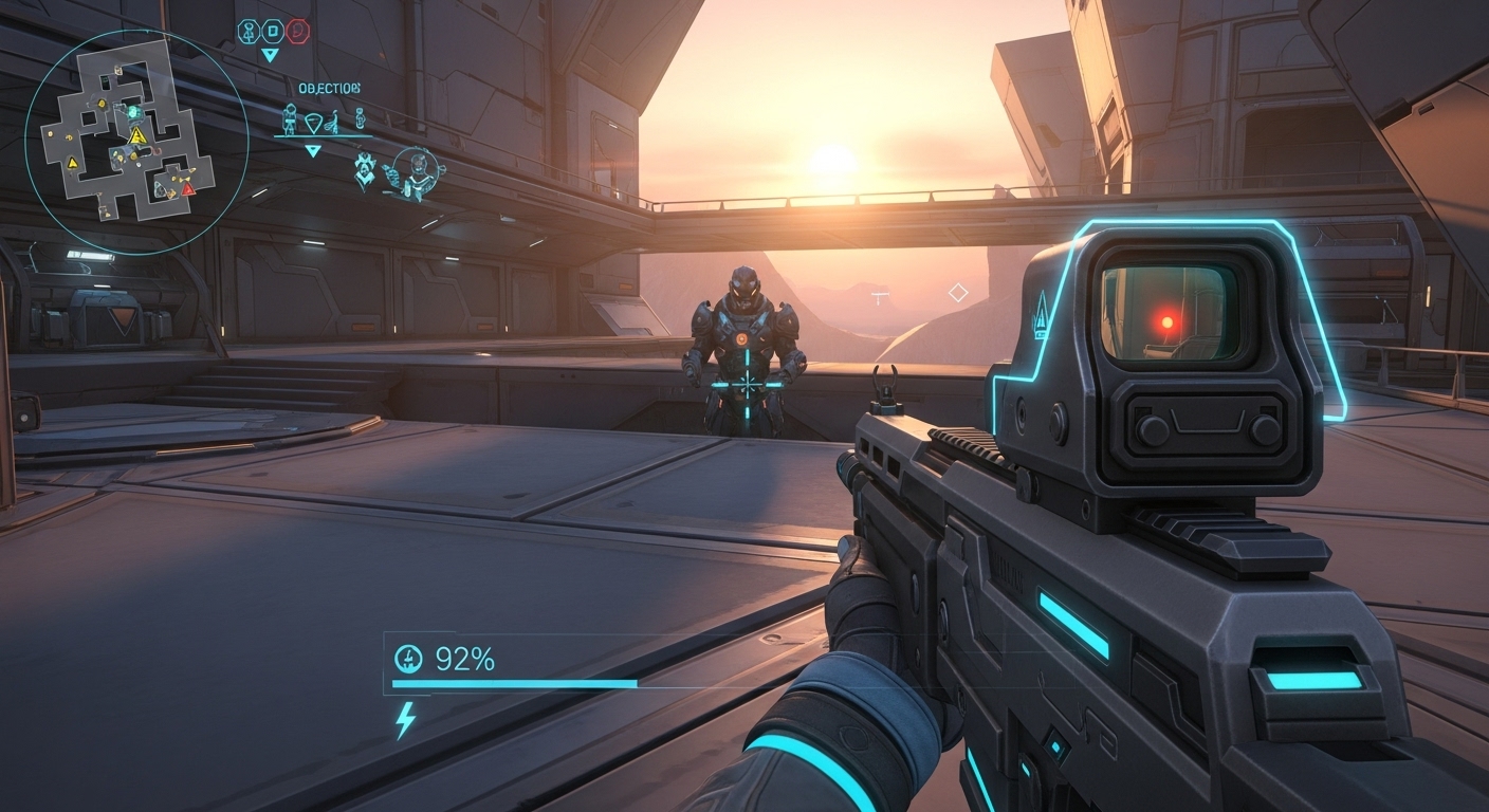 First-person shooter gameplay with crosshair aiming – tips to improve at FPS games