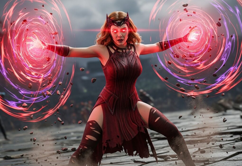 Scarlet Witch using Chaos Storm ability in Marvel Rivals gameplay.