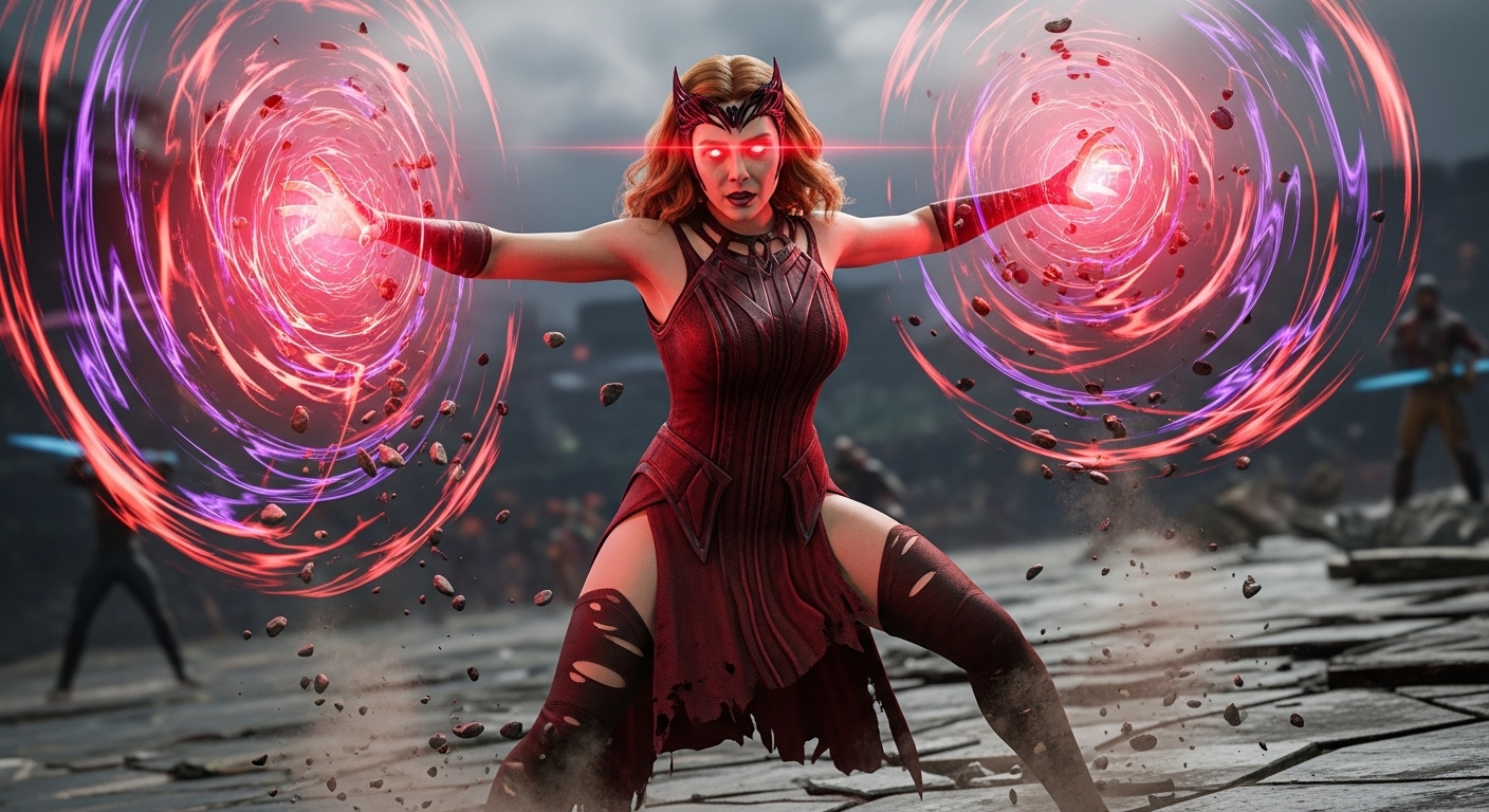 Scarlet Witch using Chaos Storm ability in Marvel Rivals gameplay.