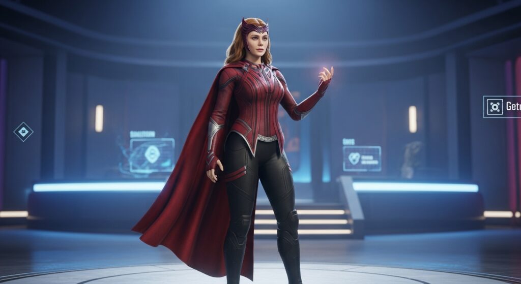 Scarlet Witch character model preview in Marvel Rivals lobby