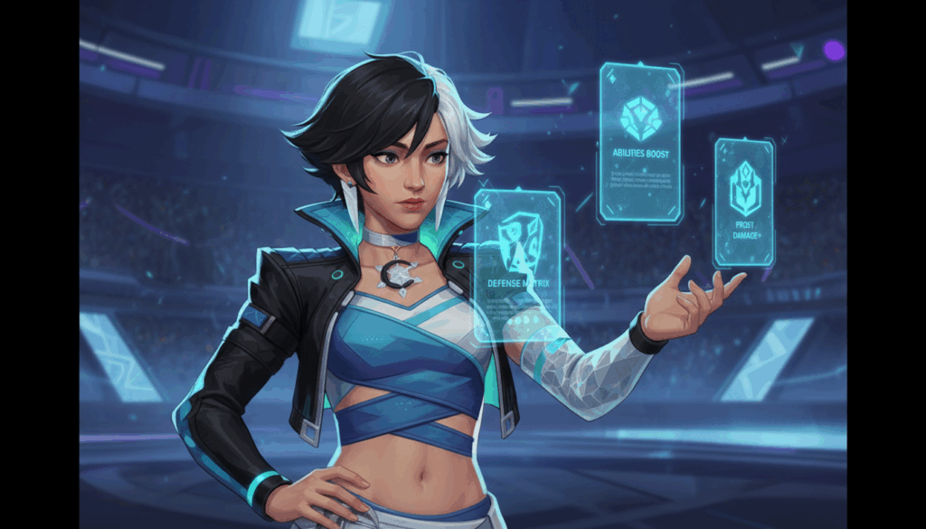 Luna Snow selecting loadout mods in Marvel Rivals interface