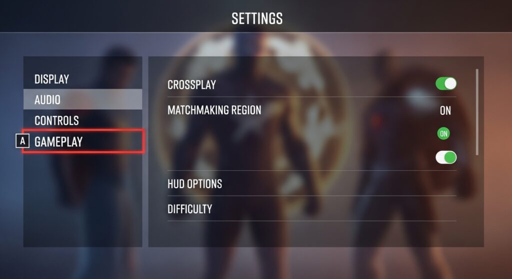 Marvel Rivals settings screen showing how to enable crossplay option