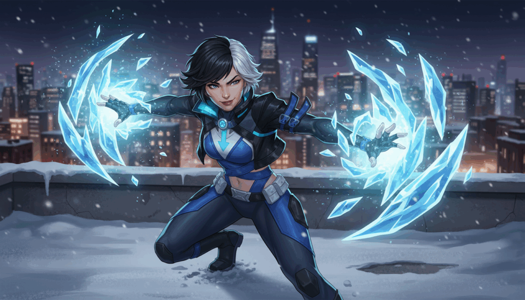 Luna Snow using her ice abilities in Marvel Rivals combat