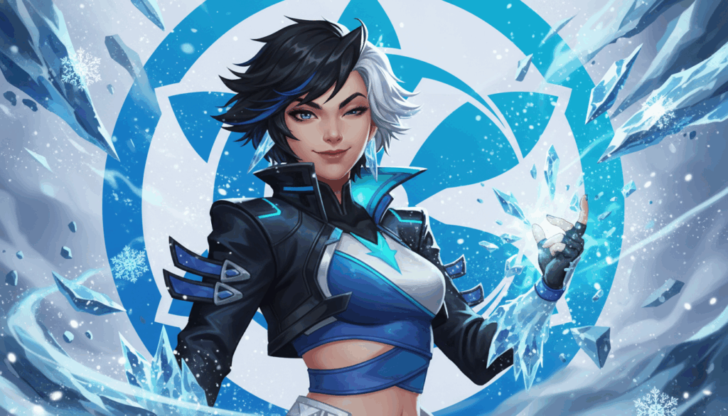 Luna Snow Marvel Rivals character portrait with frost effects